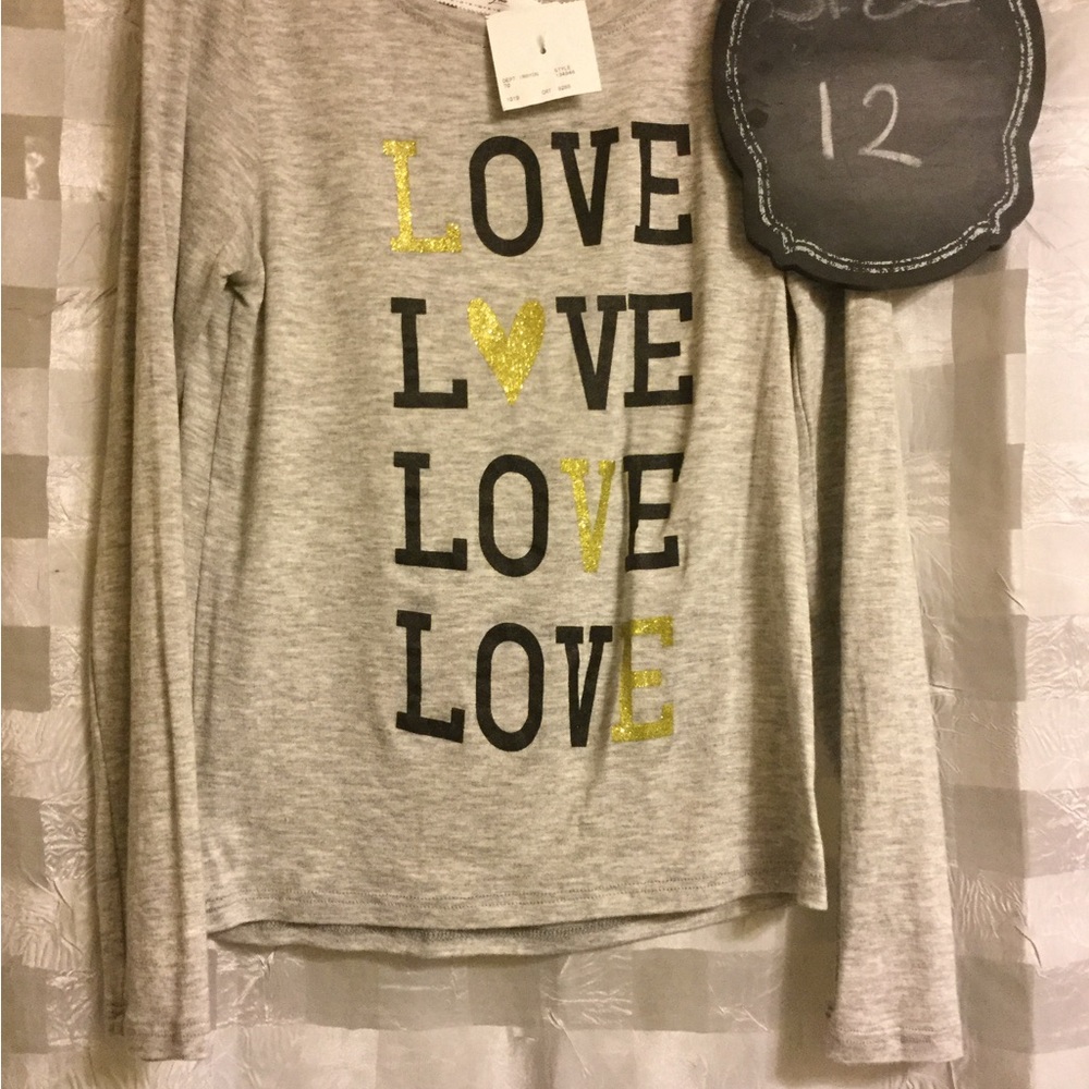 Source Unknown Gray and Gold Love Long Sleeve Tee